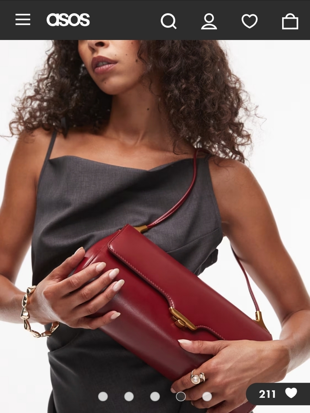 JW PEI ASOS Elegant Burgundy Baguette Shoulder Bag Designer Minimalist Women - Picture 8 of 9